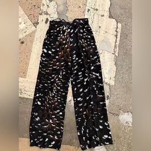 COS THE FEATHER-PRINT SILK PANTS